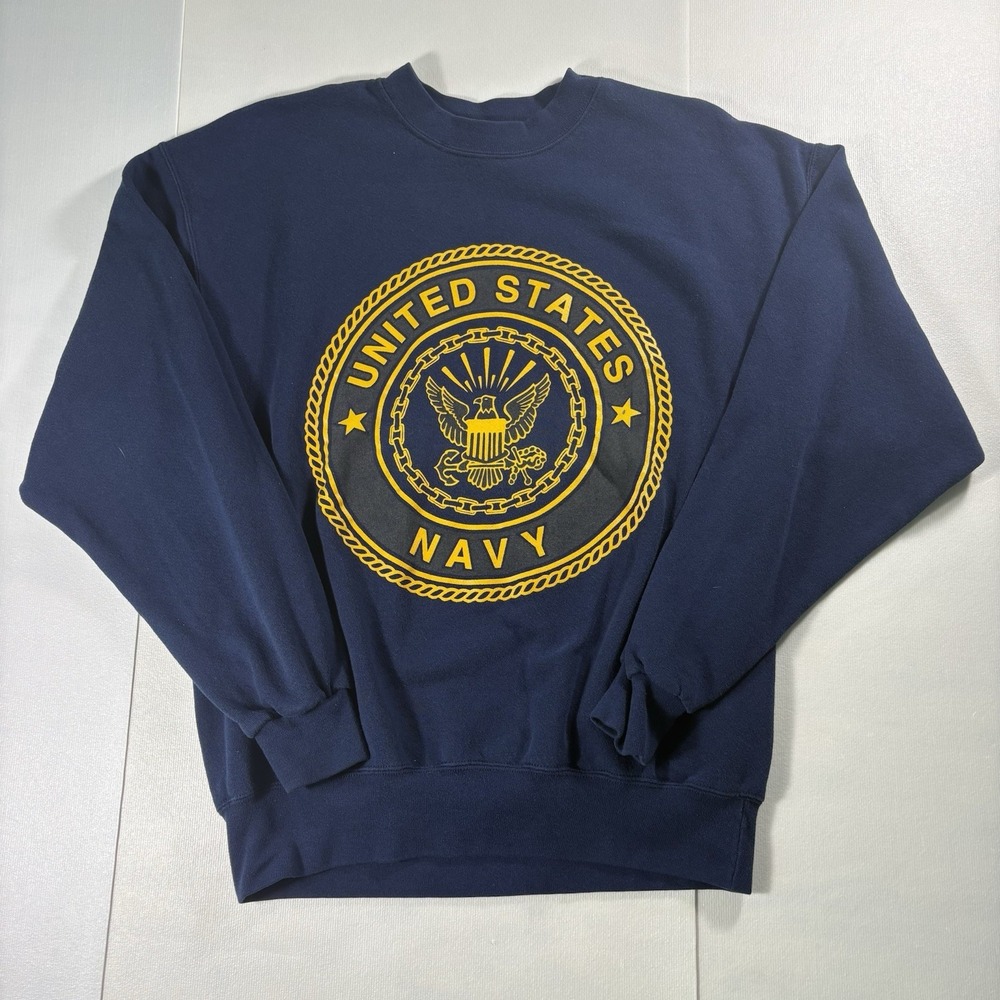 Vintage M.J. Soffe United States Navy Crewneck Sweatshirt USA Made Blue Military